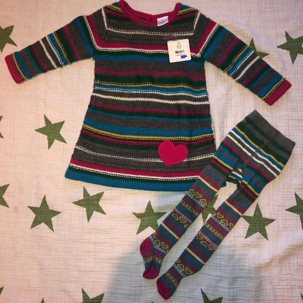 Hanna Andersson sweater dress and matching tights